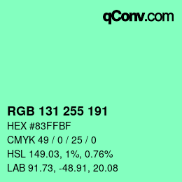 Color code: RGB 131 255 191 | qconv.com