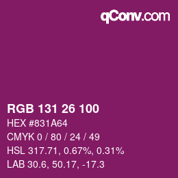 Color code: RGB 131 26 100 | qconv.com