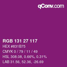 カラーコード: RGB 131 27 117 | qconv.com