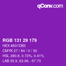 Color code: RGB 131 29 179 | qconv.com