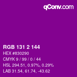 カラーコード: RGB 131 2 144 | qconv.com