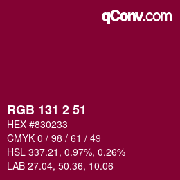 Color code: RGB 131 2 51 | qconv.com