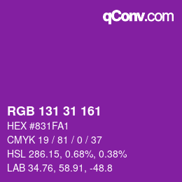 Color code: RGB 131 31 161 | qconv.com