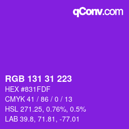 カラーコード: RGB 131 31 223 | qconv.com