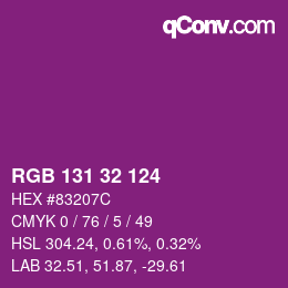 Color code: RGB 131 32 124 | qconv.com