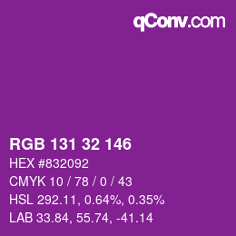 Color code: RGB 131 32 146 | qconv.com