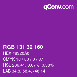 Color code: RGB 131 32 160 | qconv.com