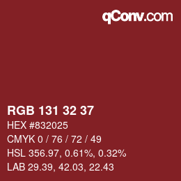 Color code: RGB 131 32 37 | qconv.com