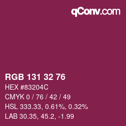 颜色代码: RGB 131 32 76 | qconv.com