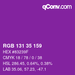 カラーコード: RGB 131 35 159 | qconv.com