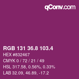 カラーコード: RGB 131 36.8 103.4 | qconv.com