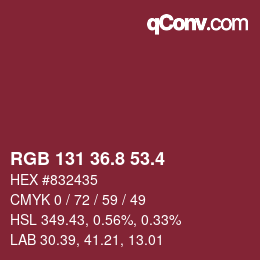 カラーコード: RGB 131 36.8 53.4 | qconv.com