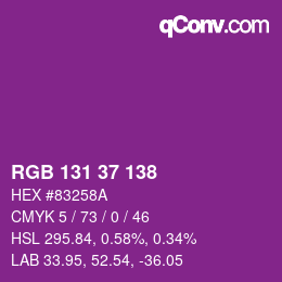 Color code: RGB 131 37 138 | qconv.com