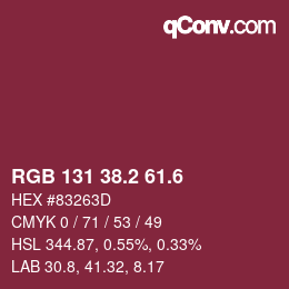 カラーコード: RGB 131 38.2 61.6 | qconv.com