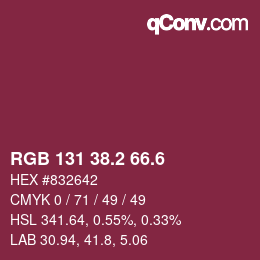 カラーコード: RGB 131 38.2 66.6 | qconv.com