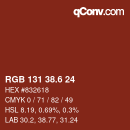 カラーコード: RGB 131 38.6 24 | qconv.com