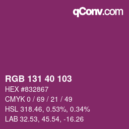 カラーコード: RGB 131 40 103 | qconv.com