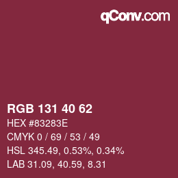 カラーコード: RGB 131 40 62 | qconv.com
