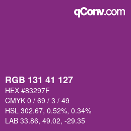 Color code: RGB 131 41 127 | qconv.com