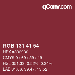 Color code: RGB 131 41 54 | qconv.com