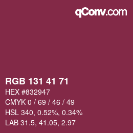 Color code: RGB 131 41 71 | qconv.com