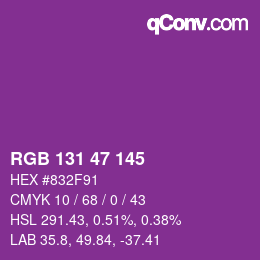 Color code: RGB 131 47 145 | qconv.com