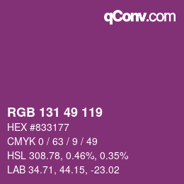Color code: RGB 131 49 119 | qconv.com