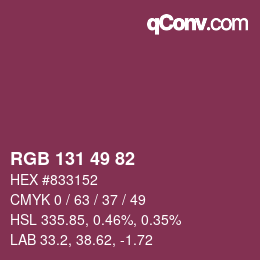 Color code: RGB 131 49 82 | qconv.com