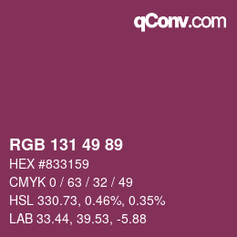Color code: RGB 131 49 89 | qconv.com