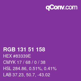 Color code: RGB 131 51 158 | qconv.com