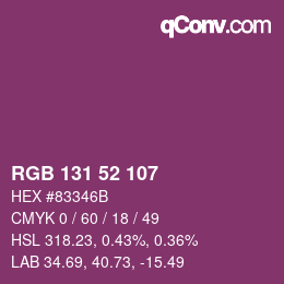 颜色代码: RGB 131 52 107 | qconv.com
