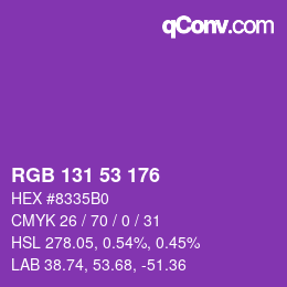 Color code: RGB 131 53 176 | qconv.com