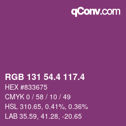 カラーコード: RGB 131 54.4 117.4 | qconv.com