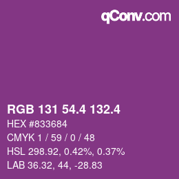 カラーコード: RGB 131 54.4 132.4 | qconv.com