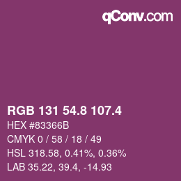 カラーコード: RGB 131 54.8 107.4 | qconv.com