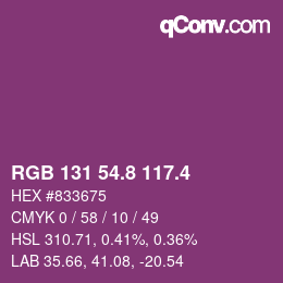 カラーコード: RGB 131 54.8 117.4 | qconv.com