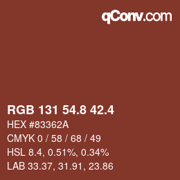 カラーコード: RGB 131 54.8 42.4 | qconv.com