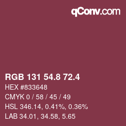 カラーコード: RGB 131 54.8 72.4 | qconv.com
