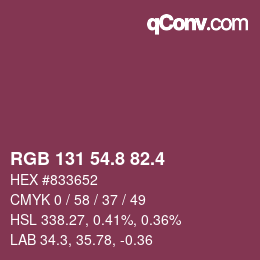 カラーコード: RGB 131 54.8 82.4 | qconv.com