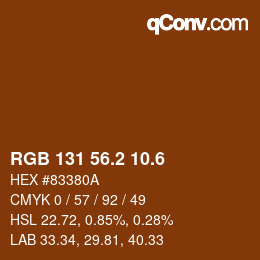 カラーコード: RGB 131 56.2 10.6 | qconv.com