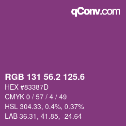 カラーコード: RGB 131 56.2 125.6 | qconv.com