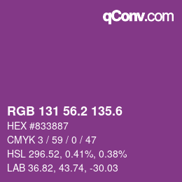 カラーコード: RGB 131 56.2 135.6 | qconv.com