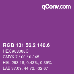 カラーコード: RGB 131 56.2 140.6 | qconv.com
