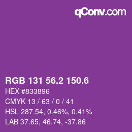 カラーコード: RGB 131 56.2 150.6 | qconv.com