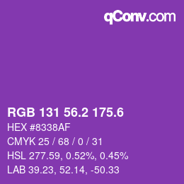 カラーコード: RGB 131 56.2 175.6 | qconv.com