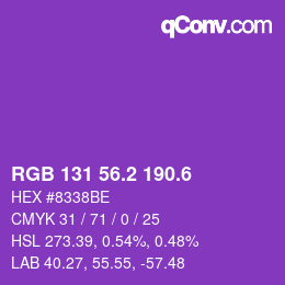 カラーコード: RGB 131 56.2 190.6 | qconv.com