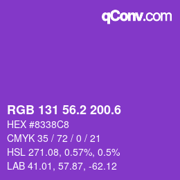 カラーコード: RGB 131 56.2 200.6 | qconv.com
