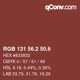 カラーコード: RGB 131 56.2 50.6 | qconv.com