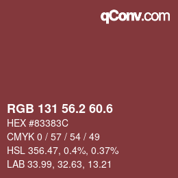 カラーコード: RGB 131 56.2 60.6 | qconv.com