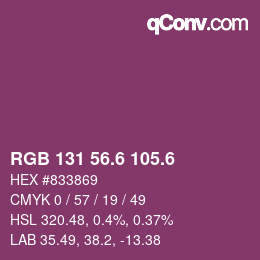 カラーコード: RGB 131 56.6 105.6 | qconv.com